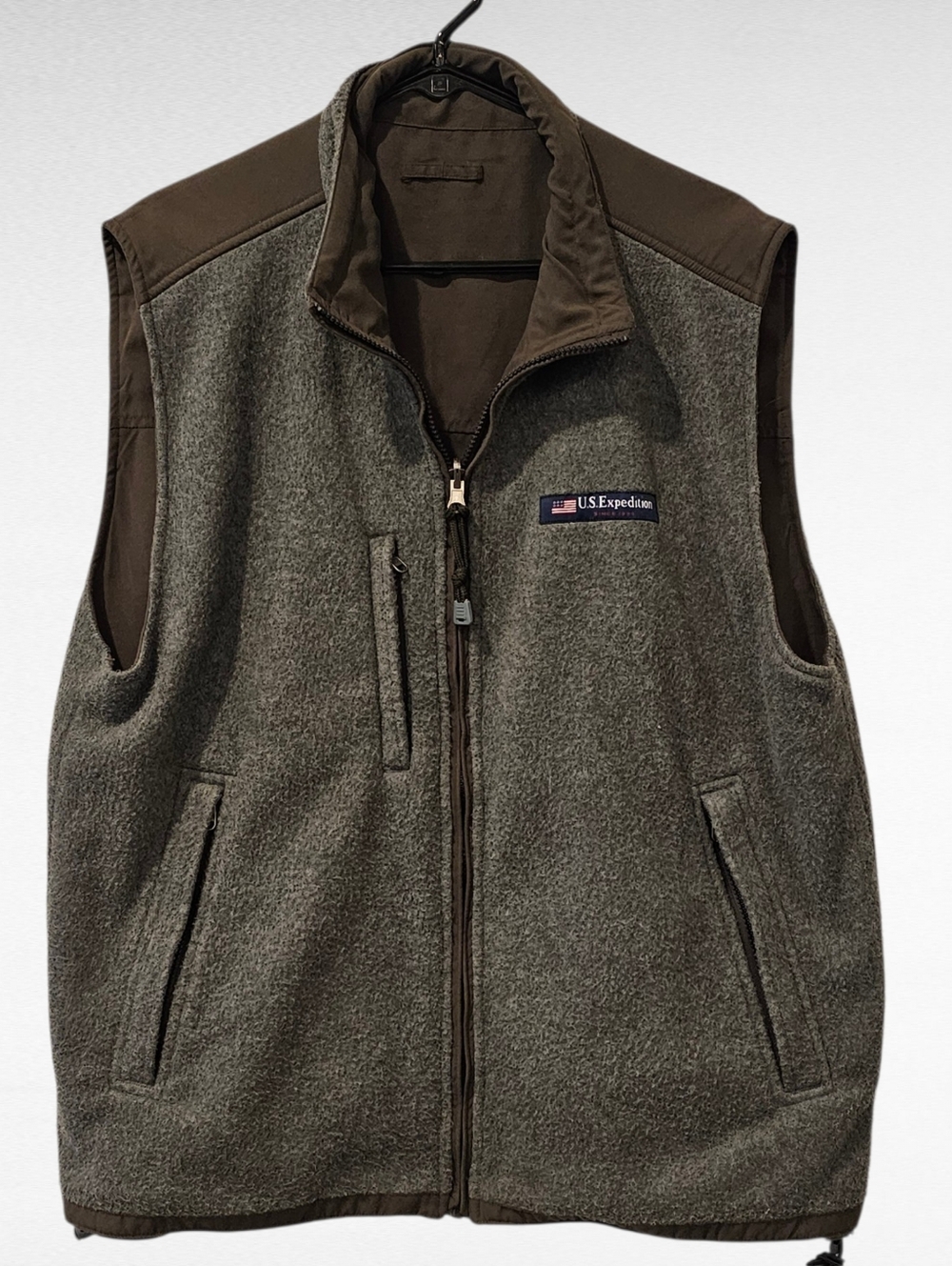 US Expedition Men's Fleece Vest Charcoal Gray Size Large